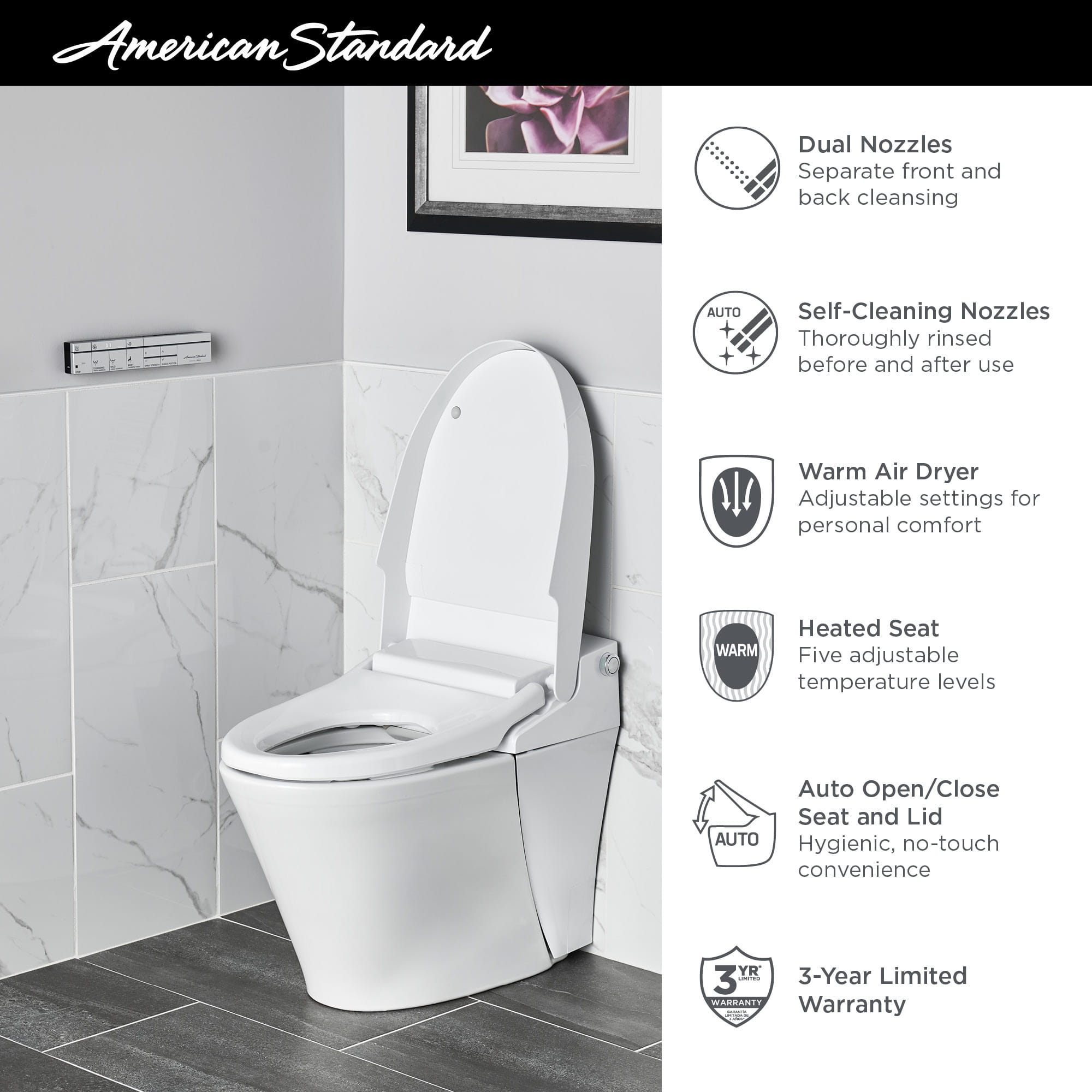 Advanced Clean® 100 1.32 gpf/4.9 Lpf and 0.92 gpf/3.4 Lpf SpaLet® Bidet Toilet